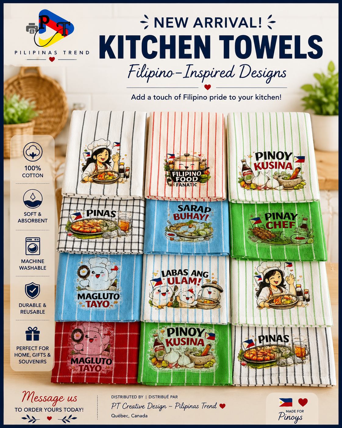 🇵🇭 NEW ARRIVAL – Filipino-Inspired Kitchen Towels! 🍳✨