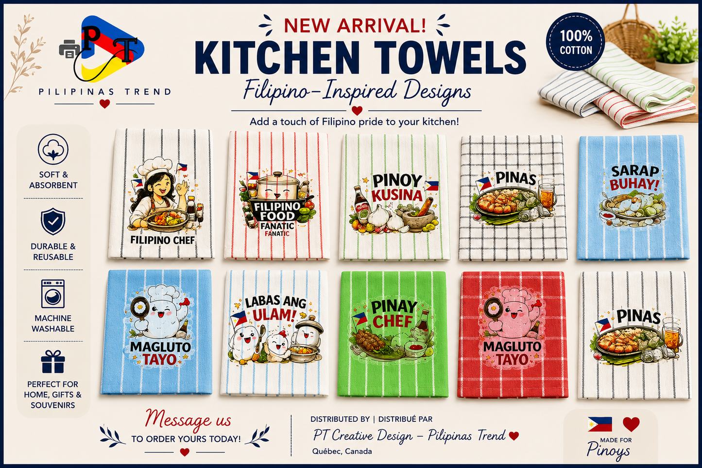 🇵🇭 NEW ARRIVAL – Filipino-Inspired Kitchen Towels! 🍳✨